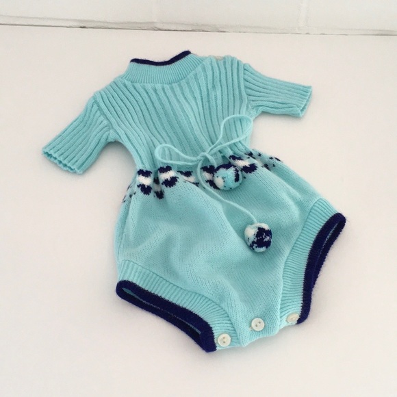 Vintage Short Sleeve Baby boy Sweater Romper Size 6-9 Months - Picture 3 of 6